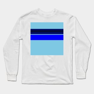 A prodigious merge of Sky Blue, Primary Blue, Dark Imperial Blue and Dark Navy stripes. Long Sleeve T-Shirt